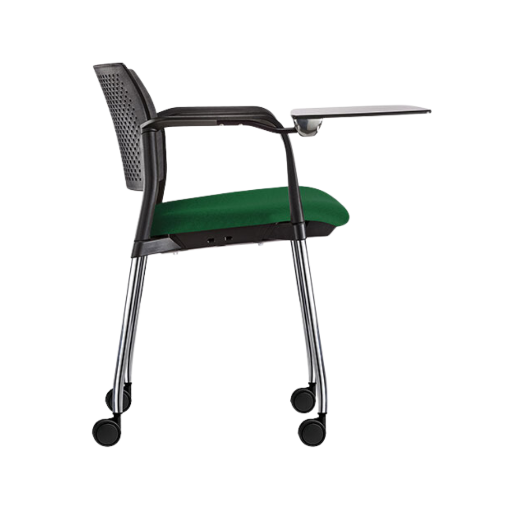 Pupitre escolar KYOS OHP-362CR asiento verde respaldo gris y paleta gris de perfil