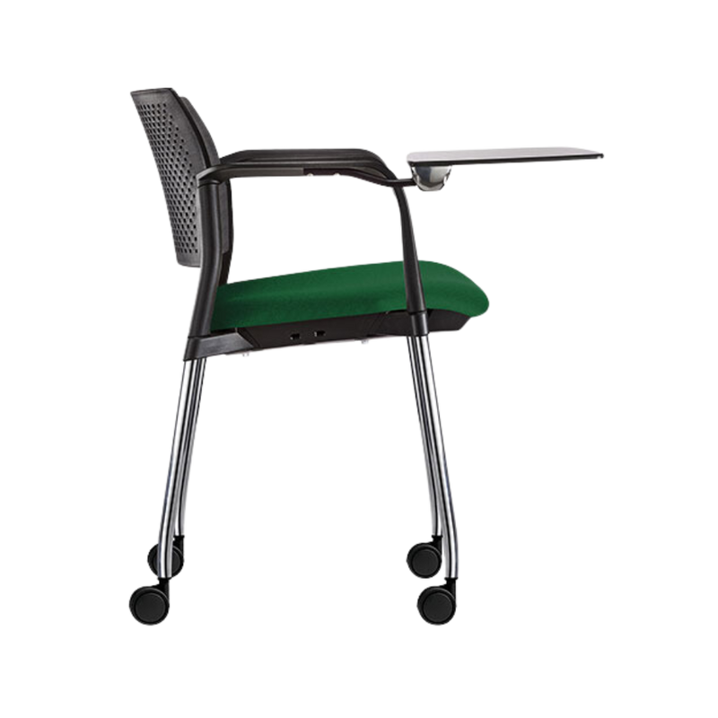 Pupitre escolar KYOS OHP-362CR asiento verde respaldo gris y paleta gris de perfil