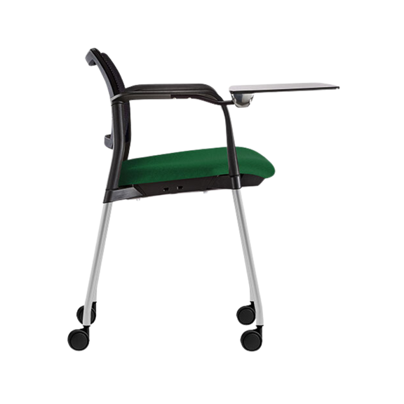 Pupitre escolar KYOS OHP-378 asiento de tela verda respaldo negro abatible de perfil