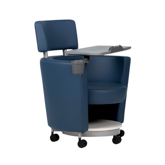 Pupitre escolar Smart con paleta giratoria, portavasos y soporte para tablet. Ideal para aulas modernas y funcionales. Comodidad y diseño en uno.