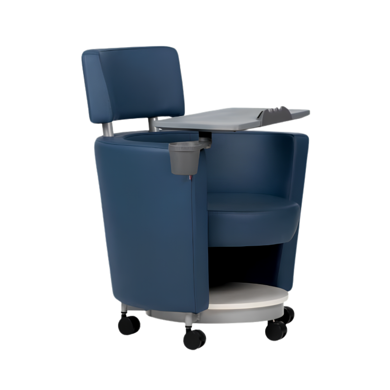 Pupitre escolar Smart con paleta giratoria, portavasos y soporte para tablet. Ideal para aulas modernas y funcionales. Comodidad y diseño en uno.