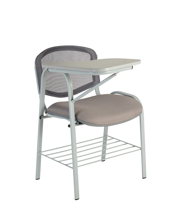 Vista tres cuartos del pupitre escolar modelo PL-120 PM con paleta de melamina.