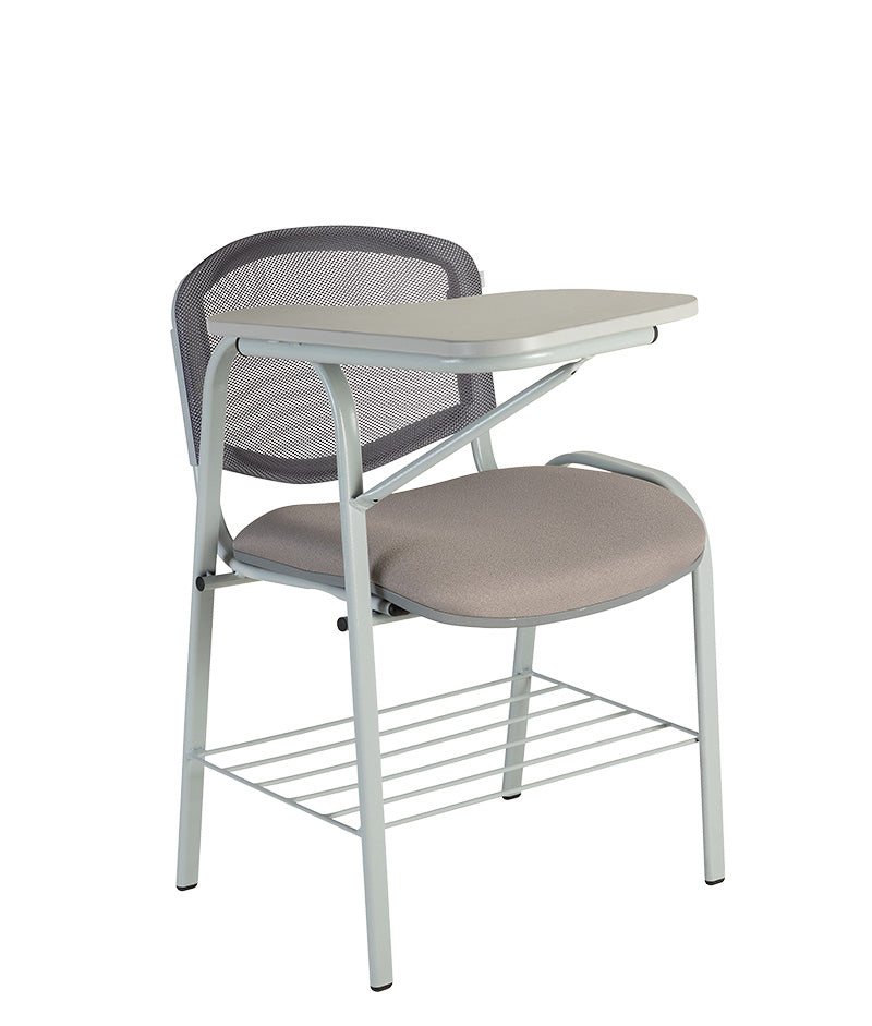 Vista tres cuartos del pupitre escolar modelo PL-120 PM con paleta de melamina.