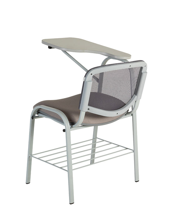 Detalle del pupitre escolar PL-120 PM mostrando el respaldo de malla desde la parte posterior.