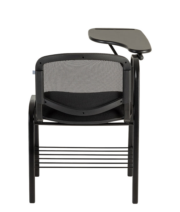 Vista trasera del pupitre escolar PL-120 PP con respaldo de malla.