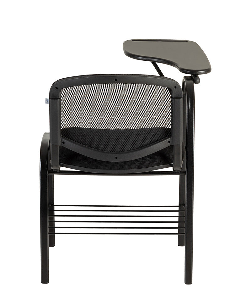 Vista trasera del pupitre escolar PL-120 PP con respaldo de malla.