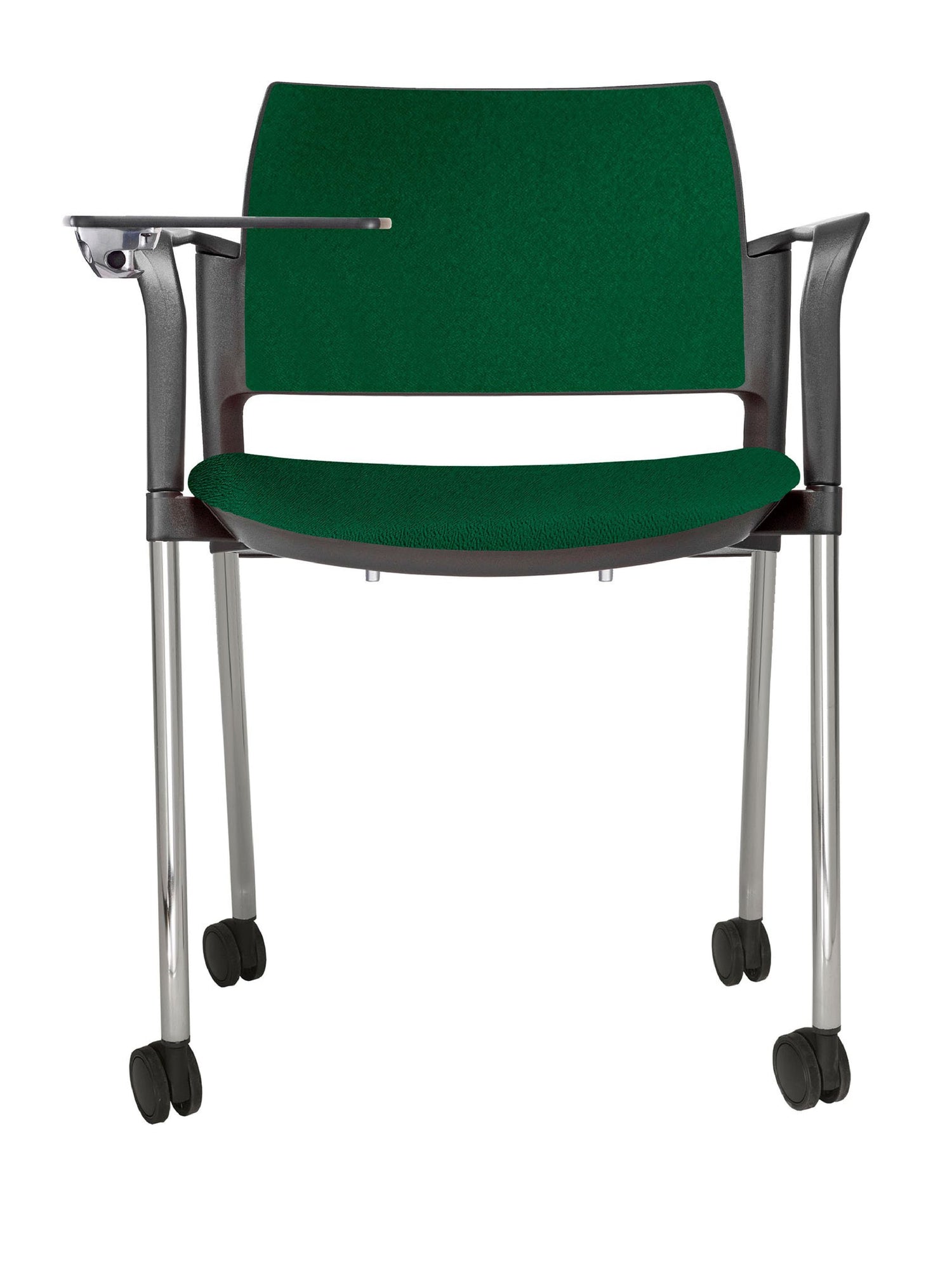 El pupitre escolar Kyos OHP‑344CR es ideal para aulas, salones y centros de capacitación. Combina estructura cromada resistente, asiento y respaldo acolchonados, paleta lateral abatible y ruedas, brindando confort, funcionalidad y versatilidad en espacios educativos y corporativos.