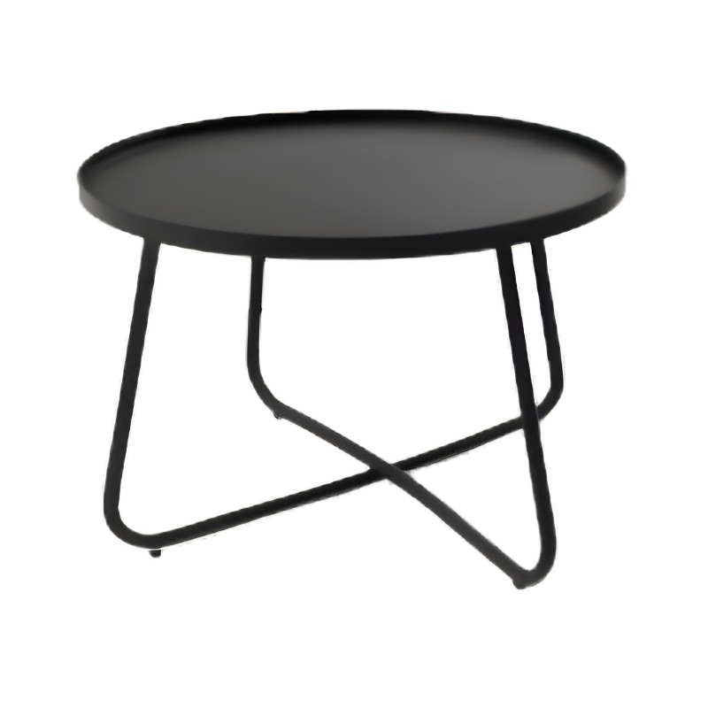 Set de mesas para exterior modelo CABO en color negro. Diseño moderno de dos alturas, ideal para terrazas, jardines, hoteles y áreas de lounge.