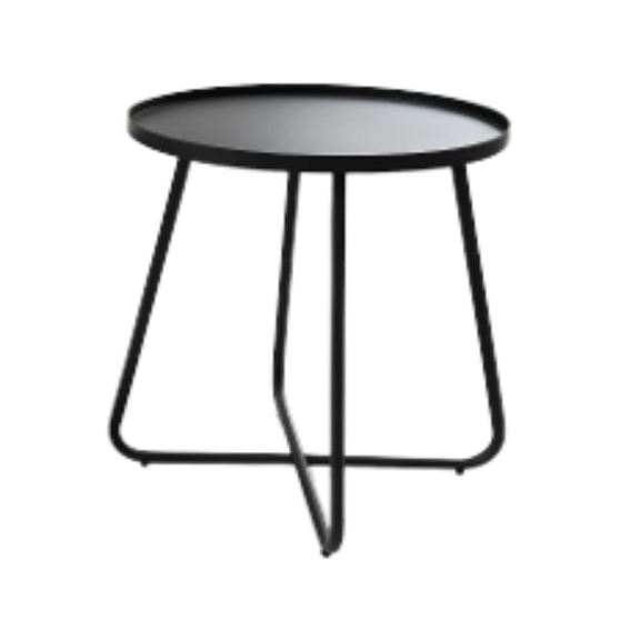 Set de mesas para exterior modelo CABO en color negro. Diseño moderno de dos alturas, ideal para terrazas, jardines, hoteles y áreas de lounge.