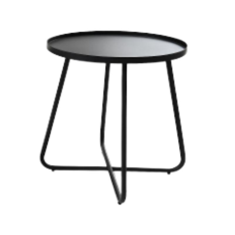 Set de mesas para exterior modelo CABO en color negro. Diseño moderno de dos alturas, ideal para terrazas, jardines, hoteles y áreas de lounge.