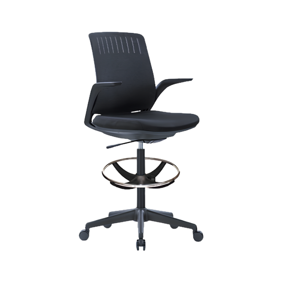 Silla cajero negra ergonómica con respaldo de malla