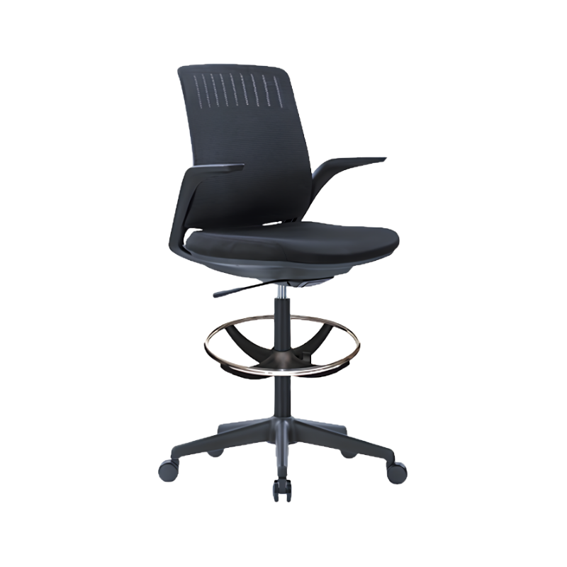 Silla cajero negra ergonómica con respaldo de malla
