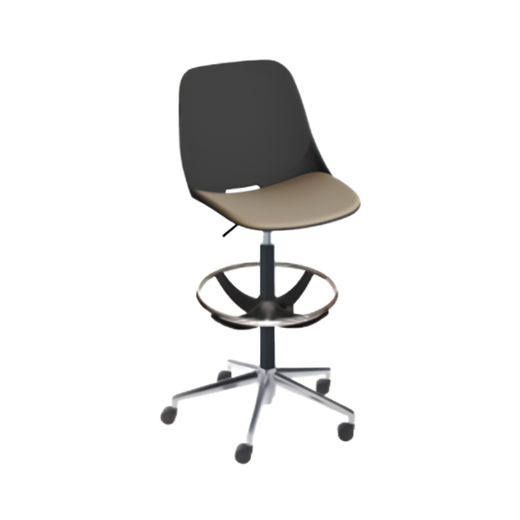 Silla cajero con base de aluminio y aro cromado