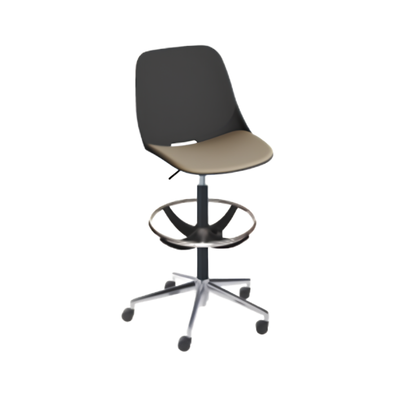 Silla cajero con base de aluminio y aro cromado