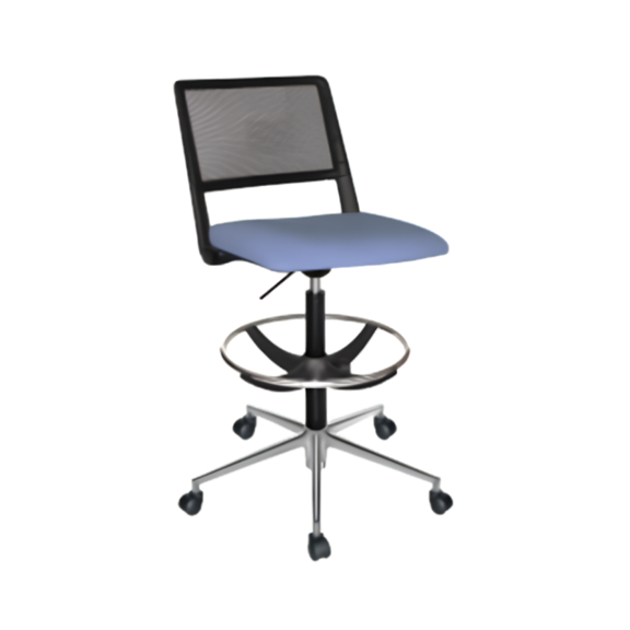 Silla cajero con base de aluminio y aro reposapiés
