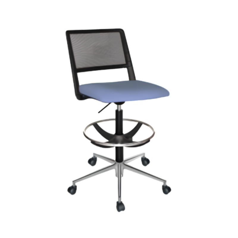 Silla cajero con base de aluminio y aro reposapiés
