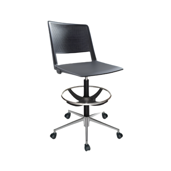 Silla cajero de polipropileno con base de aluminio