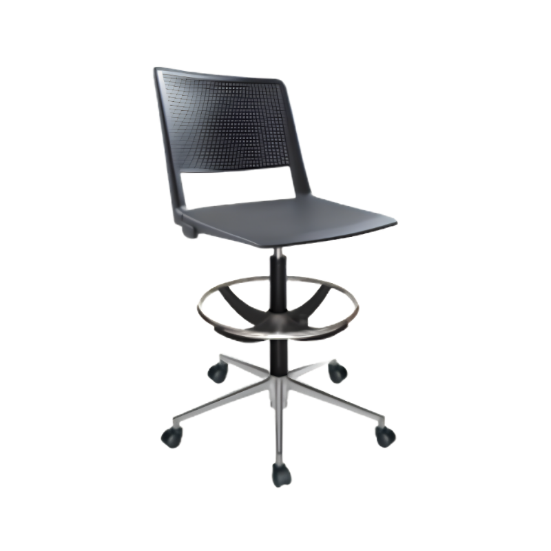 Silla cajero de polipropileno con base de aluminio