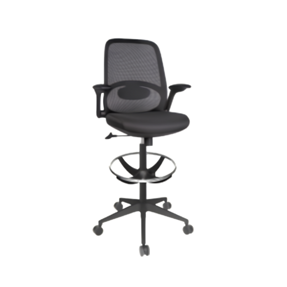 Silla cajero ergonómica negra con soporte lumbar