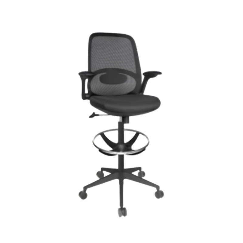 Silla cajero ergonómica negra con soporte lumbar
