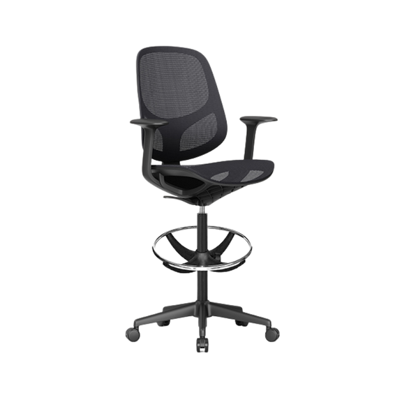 Silla cajero ergonómica negra en malla
