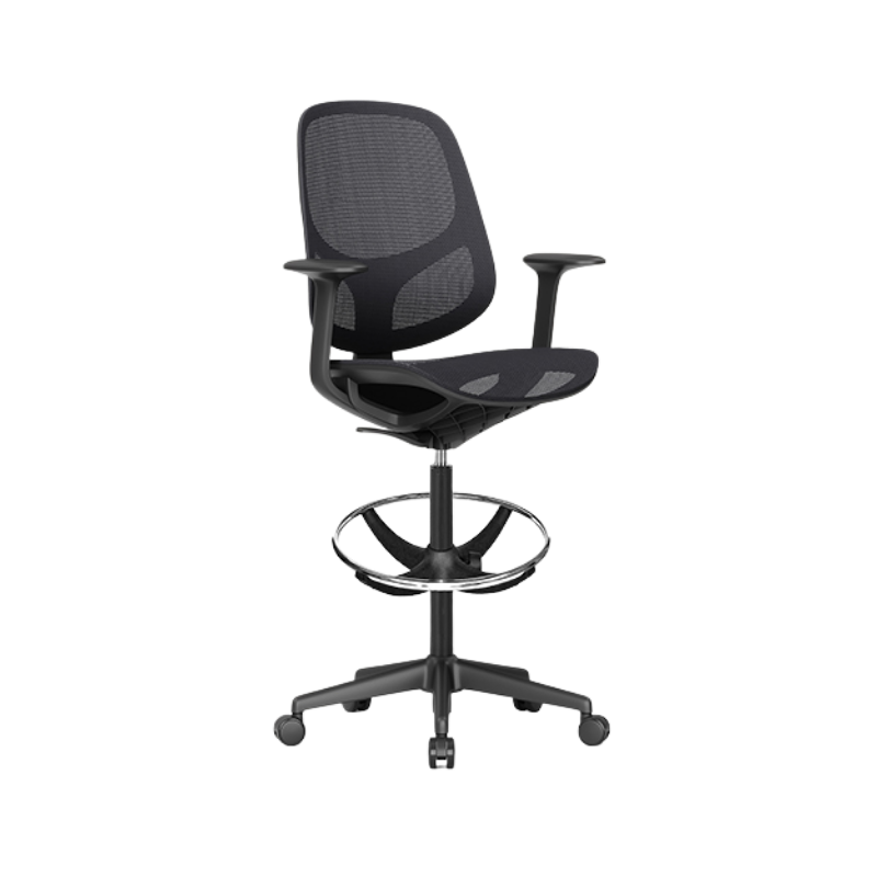 Silla cajero ergonómica negra en malla