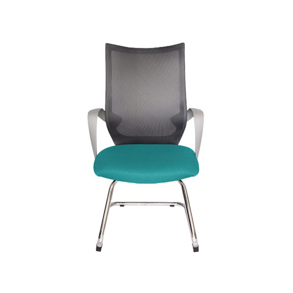 Silla de visita ejecutiva EQUA color gris base trineo de acero tubular redondo de 1" de diámetro calibre 14 con terminado en cromo brazos de polipropileno semi-rígido Aura Muebles modelo OHV-188