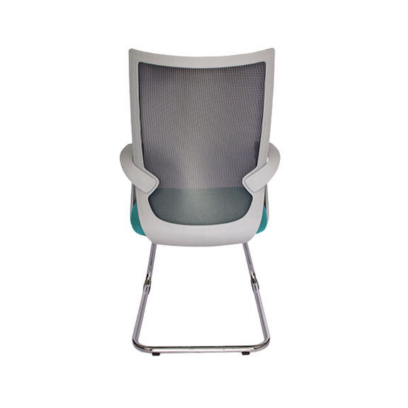 Silla de visita ejecutiva EQUA color gris base trineo de acero tubular redondo de 1" de diámetro calibre 14 con terminado en cromo brazos de polipropileno semi-rígido Aura Muebles modelo OHV-188