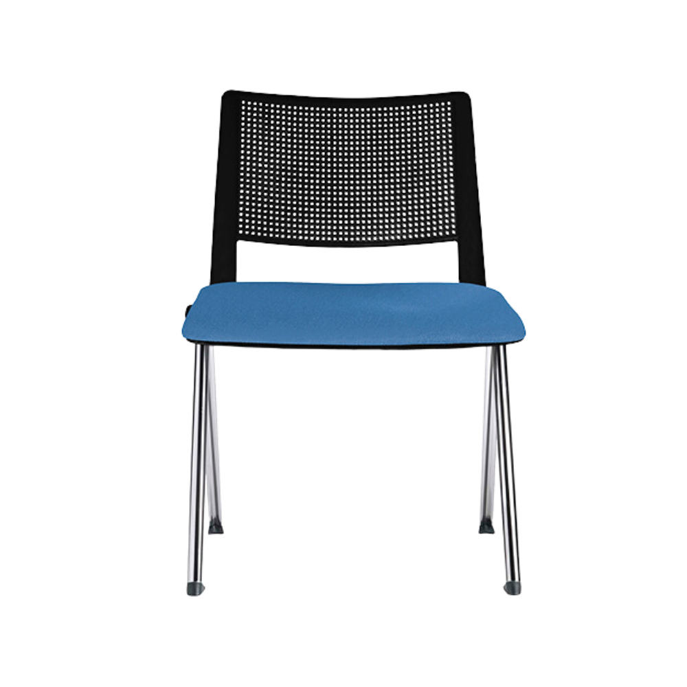 Silla de visita interior REVOLUTION Respaldo En una pieza en polipropileno de alta resistencia y duración Asiento Hule espuma de poliuretano inyectado con 60 kgs/m3 con retardante a la flama de densidad y alta resilencia Aura Muebles modelo OHV-87 cromada