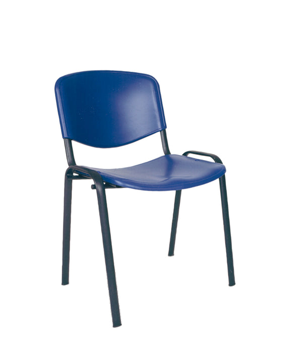 Silla de visita sin brazos modelo LK-04 color azul, vista 3/4.
