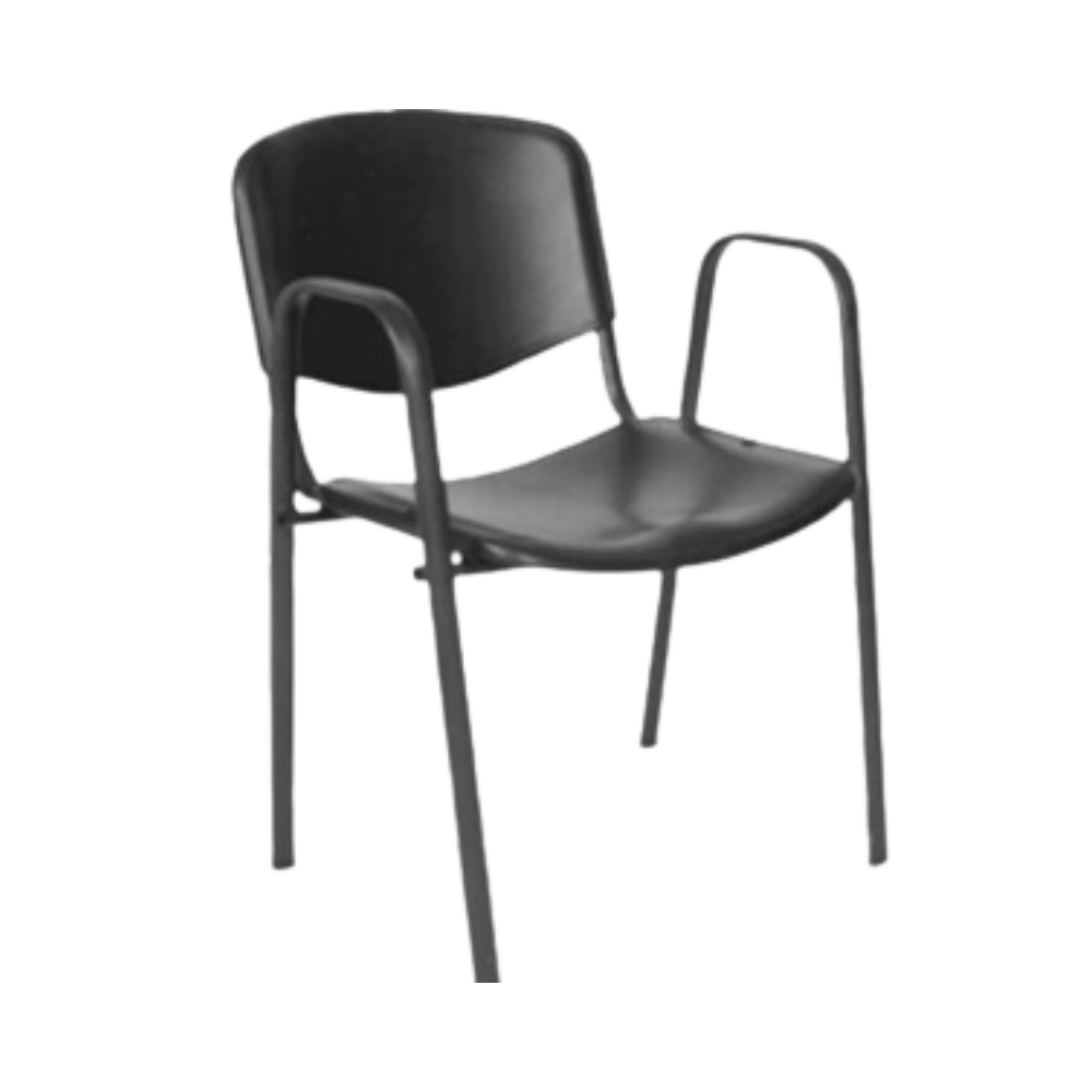 Silla de visita Estructura Estibable tubular ovalado de 1” cal. 18 en patas y cal. 16 en soporte de respaldo terminado en pintura epóxica texturizada con soporte en asiento de tubo redondo Aura Muebles modelo A-150