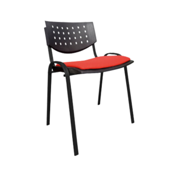 Silla de visita Respaldo y asiento Plástico de polipropileno color negro en asiento y respaldo con tapiz sobrepuesto en asiento variedad de colores fijación por medio de grapa a presión Aura Muebles modelo A-290