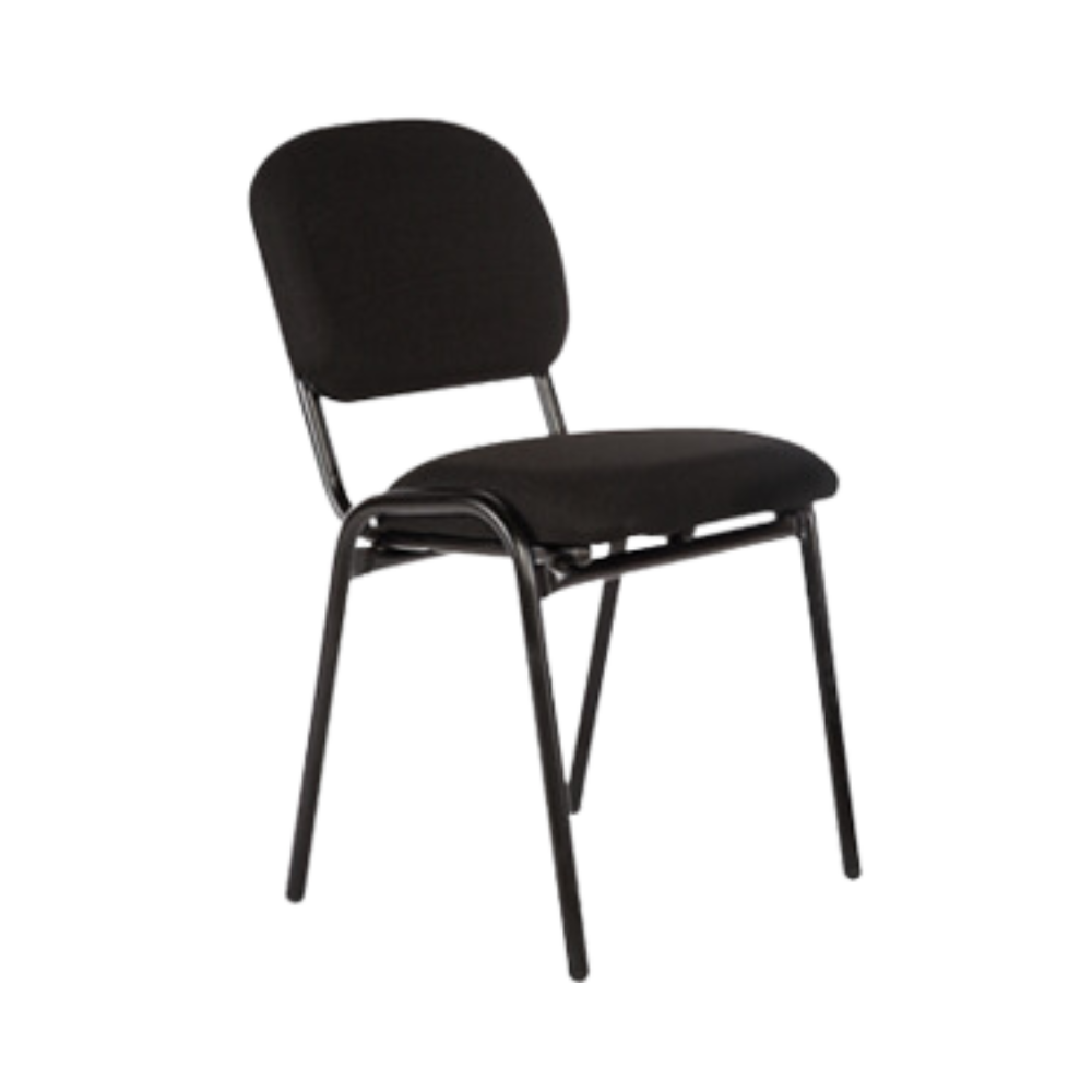 Silla de visita Estructura Estibable tubular redondo de 1” cal. 18 terminado en pintura epóxica texturizada color negro tapones de polietileno en terminales para evitar rayaduras a pisos Aura Muebles modelo AB-400