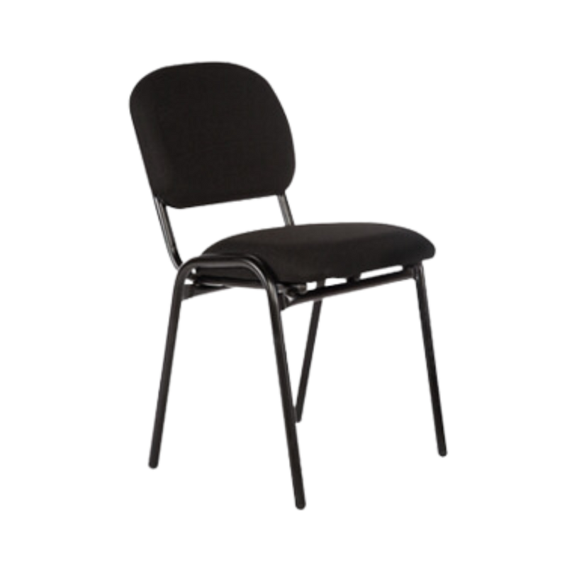 Silla de visita Estructura Estibable tubular redondo de 1” cal. 18 terminado en pintura epóxica texturizada color negro tapones de polietileno en terminales para evitar rayaduras a pisos Aura Muebles modelo AB-400