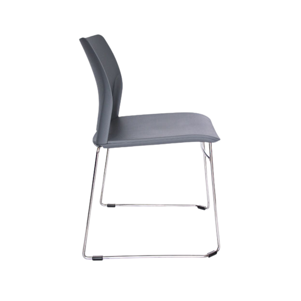 Silla de visita ALPHA baja Estructura Barra de acero sólido de 11 mm de diámetro con terminado en cromo Asiento y respaldo En dos piezas en polipropileno de alta resistencia y duración Aura Muebles modelo OHV-102