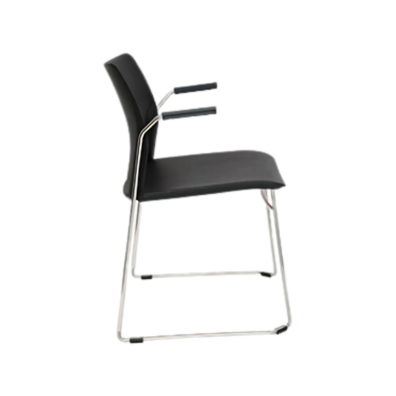 Silla de visita ALPHA estructura barra de acero sólido de 11 mm de diámetro y brazos de acero tubular redondo de 15 mm de diámetro con terminado en cromo Aura Muebles modelo OHV-103