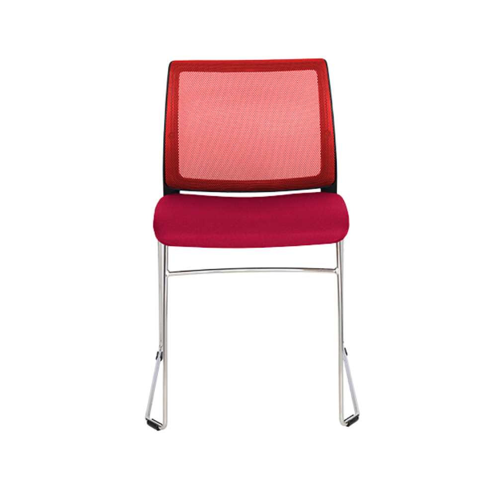 Silla de visita ALPHA Respaldo al color de su elección de nuestra colección malla Furny y asiento tapizado al color de su elección de toda nuestra colección de tapices Aura Muebles modelo OHV-104