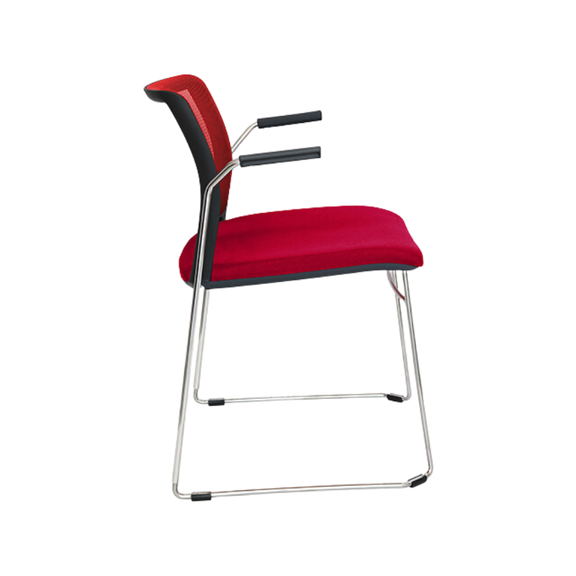 Silla de visita ALPHA estructura barra de acero sólido de 11 mm de diámetro y brazos de acero tubular redondo de 15 mm de diámetro con terminado en cromo Aura Muebles modelo OHV-105