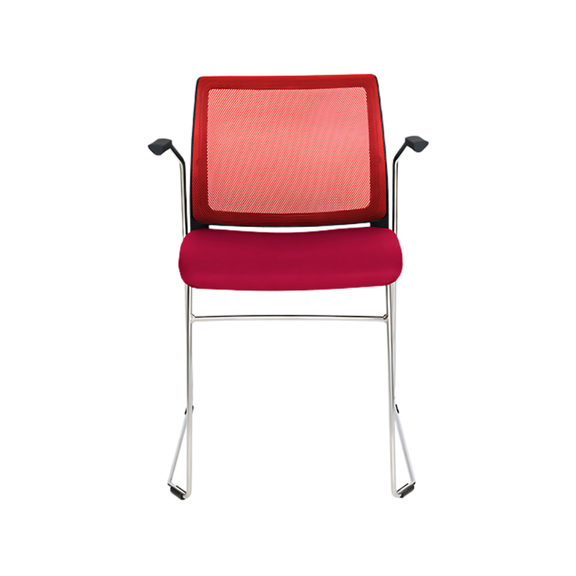 Silla de visita ALPHA estructura barra de acero sólido de 11 mm de diámetro y brazos de acero tubular redondo de 15 mm de diámetro con terminado en cromo Aura Muebles modelo OHV-105