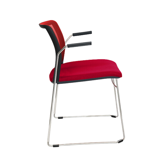 Silla de visita ALPHA estructura barra de acero sólido de 11 mm de diámetro y brazos de acero tubular redondo de 15 mm de diámetro con terminado en cromo Aura Muebles modelo OHV-105