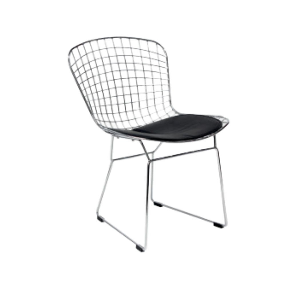 Silla de visita es una opción elegante y cómoda para tu oficina Con su diseño cromado y su asiento acolchado brinda una apariencia moderna y confortable Aura Muebles modelo BERTOIA cromada