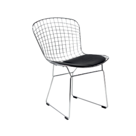 Silla de visita es una opción elegante y cómoda para tu oficina Con su diseño cromado y su asiento acolchado brinda una apariencia moderna y confortable Aura Muebles modelo BERTOIA cromada