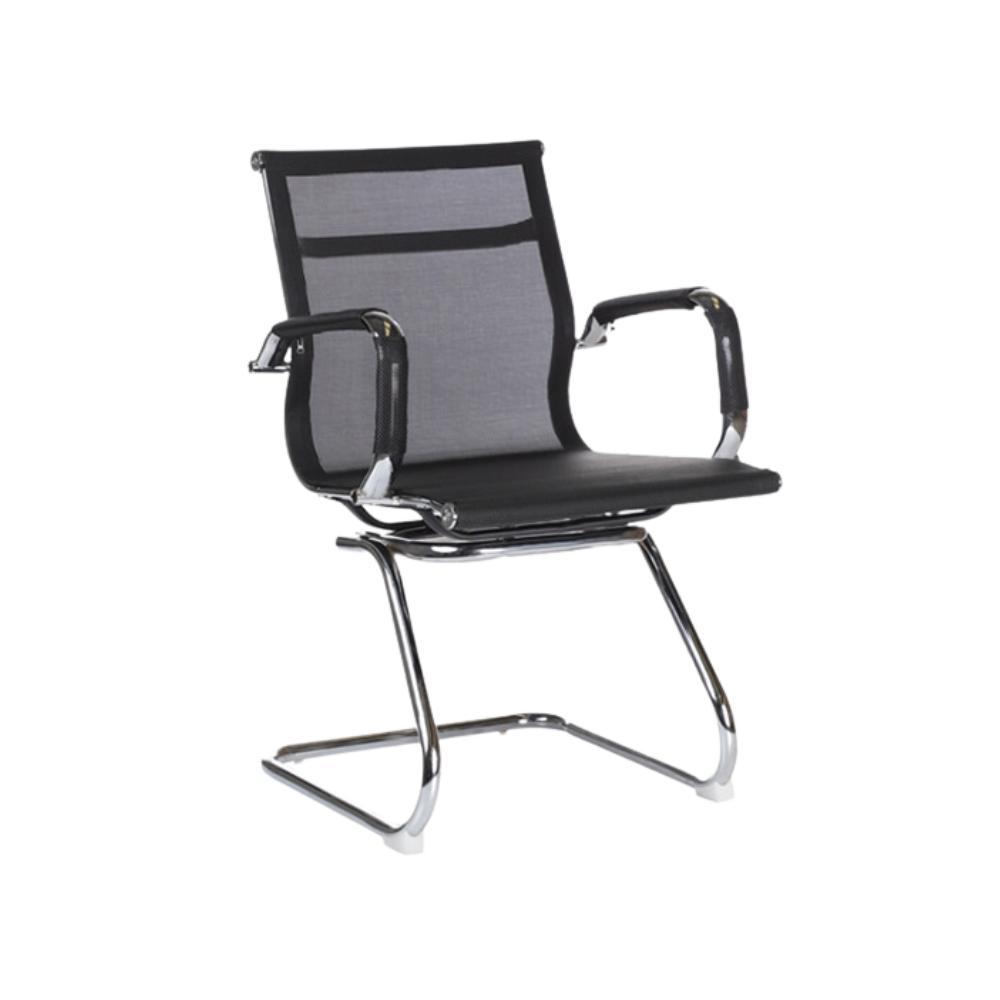 Silla de visita Asiento y respaldo Tapizado en curpiel tipo mesh Coderas Fijas Aura Muebles modelo CEIBA V