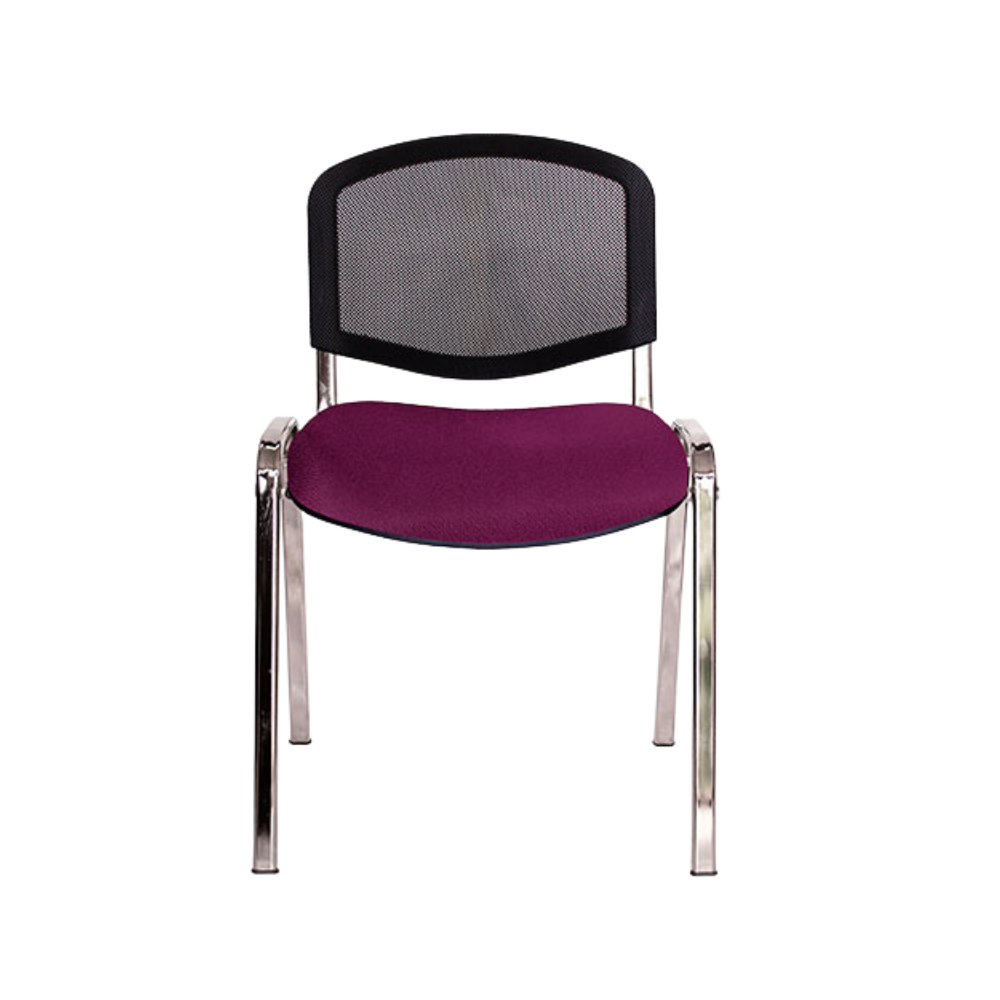 Silla de visita ELLITICO NET Respaldo En malla de diseño ergonómico Asiento Hule espuma laminado flexible con densidad en 24 kgs/m3 y alta resilencia Aura Muebles modelo OHV-2400 cromada