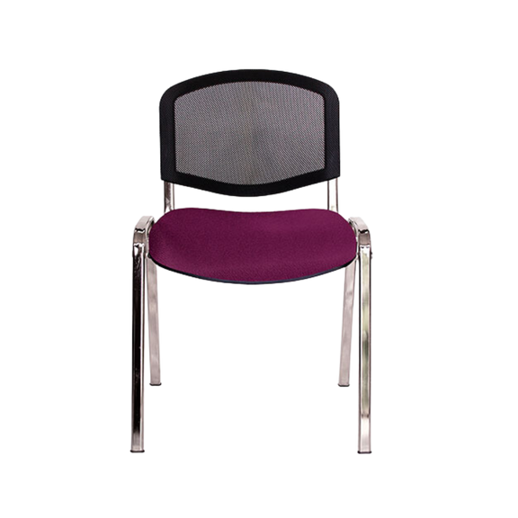 Silla de visita ELLITICO NET Respaldo En malla de diseño ergonómico Asiento Hule espuma laminado flexible con densidad en 24 kgs/m3 y alta resilencia Aura Muebles modelo OHV-2400 cromada