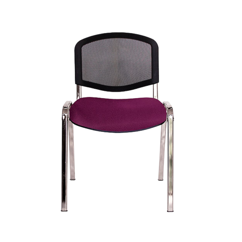 Silla de visita ELLITICO NET Respaldo En malla de diseño ergonómico Asiento Hule espuma laminado flexible con densidad en 24 kgs/m3 y alta resilencia Aura Muebles modelo OHV-2400 cromada