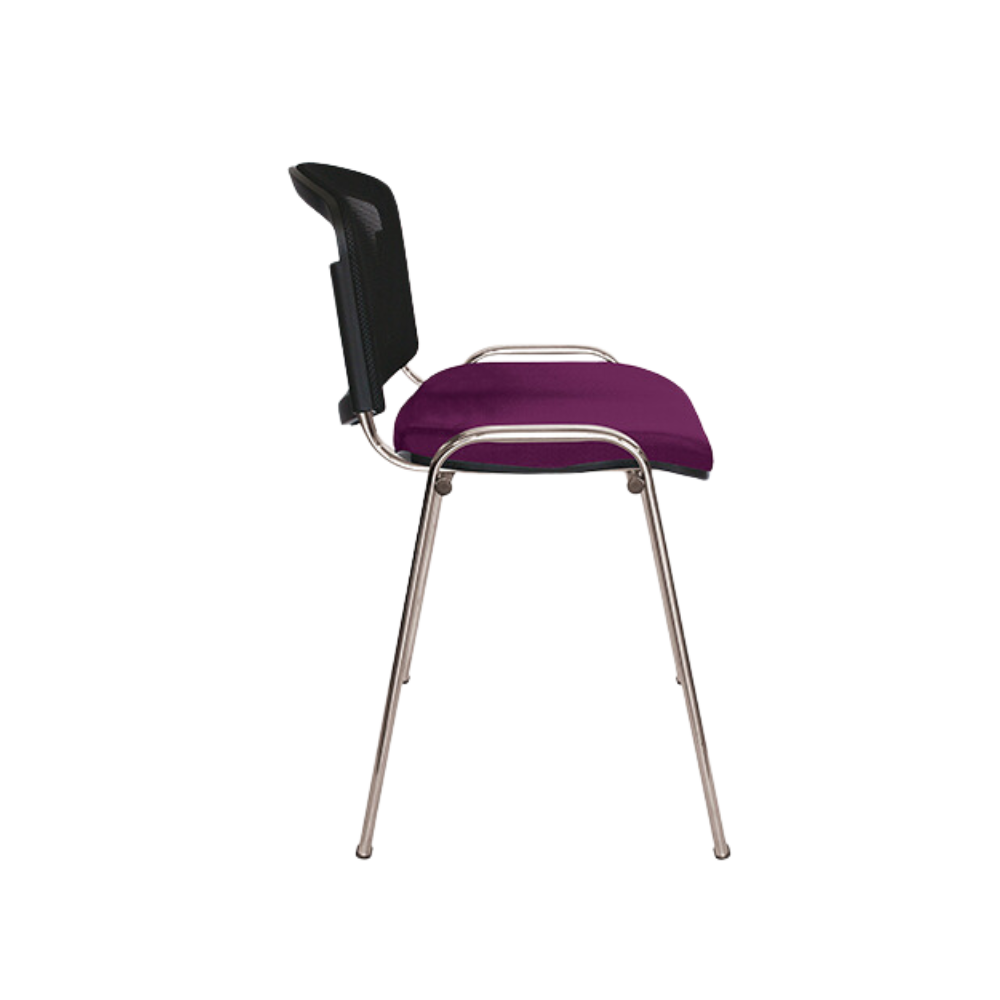 Silla de visita ELLITICO NET Respaldo En malla de diseño ergonómico Asiento Hule espuma laminado flexible con densidad en 24 kgs/m3 y alta resilencia Aura Muebles modelo OHV-2400 cromada