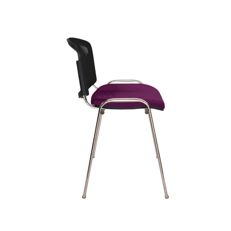 Silla de visita ELLITICO NET Respaldo En malla de diseño ergonómico Asiento Hule espuma laminado flexible con densidad en 24 kgs/m3 y alta resilencia Aura Muebles modelo OHV-2400 cromada