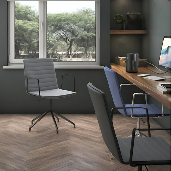 Silla de visita ENEAS Mecanismo En fundición de aluminio nervado con palanca de accionamiento y bloqueo del pistón neumático Características Respaldo bajo Aura Muebles modelo OHV-144 Color Aluminio