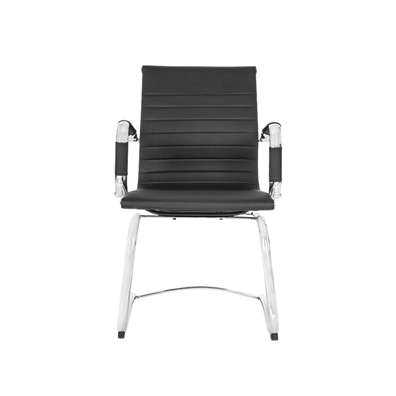 Silla de visita Respaldo y asiento Tapiz en una sola pieza tensada en vinil color negro Aura Muebles modelo GA-002 V